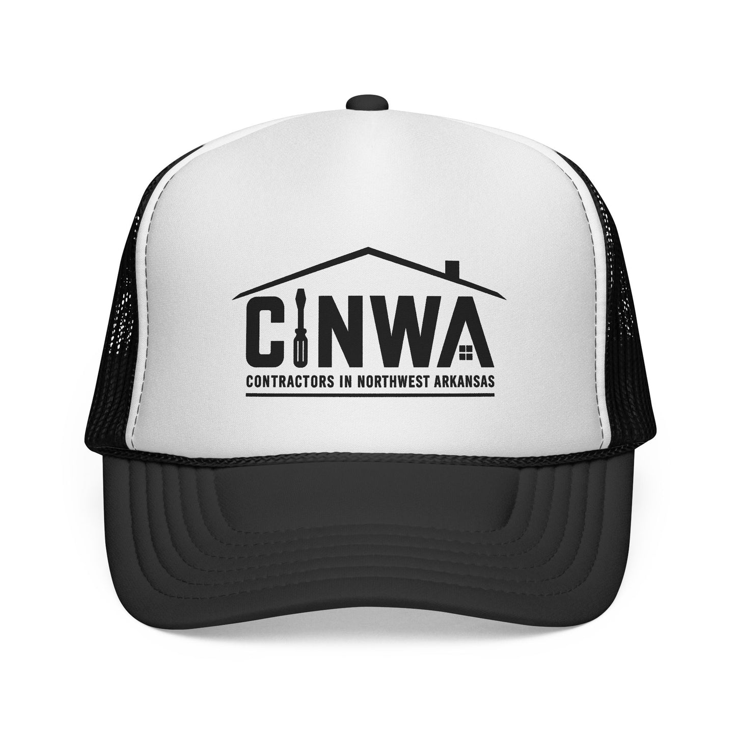 CINWA Contractor Trucker Hat – Black & White Mesh Snapback