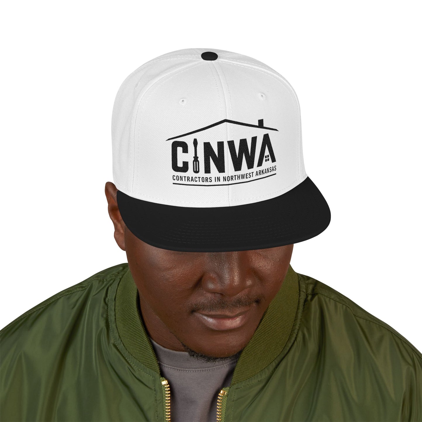 CINWA Snapback Hat | Contractors in Northwest Arkansas Flat Bill Cap | Blue Collar Trades Hat