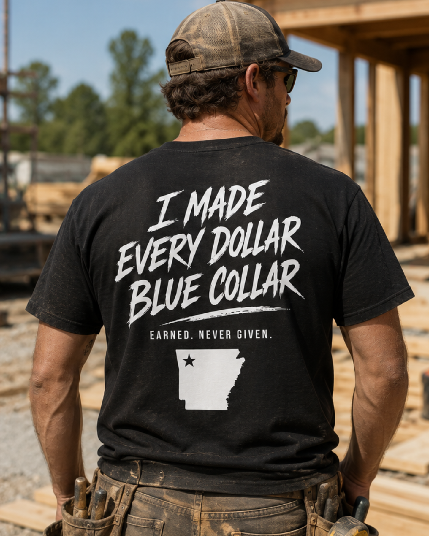 I Made Every Dollar Blue Collar Tee | CINWA Contractor Shirt | Arkansas Tradesman T-Shirt | Construction Worker Gift