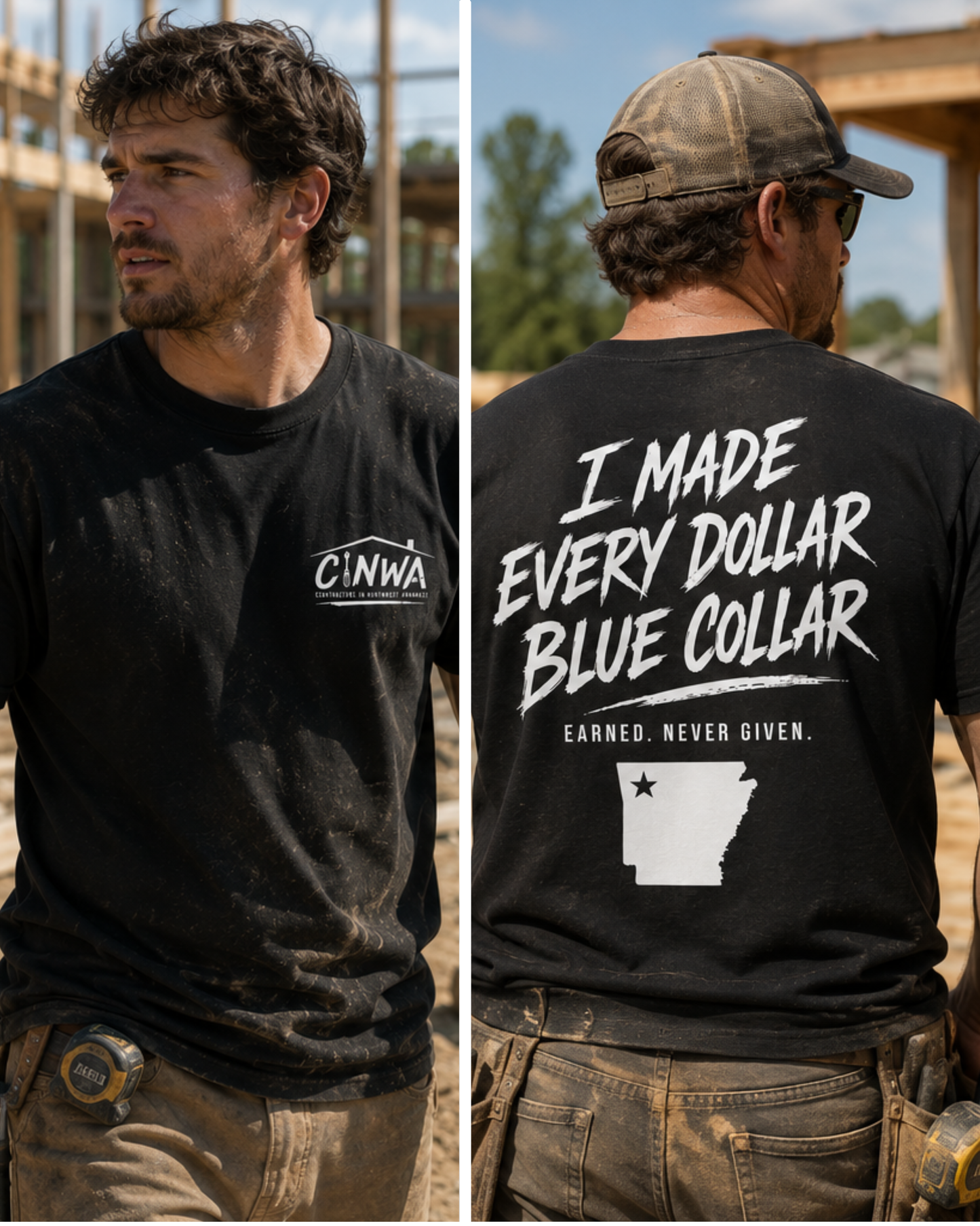 I Made Every Dollar Blue Collar Tee | CINWA Contractor Shirt | Arkansas Tradesman T-Shirt | Construction Worker Gift